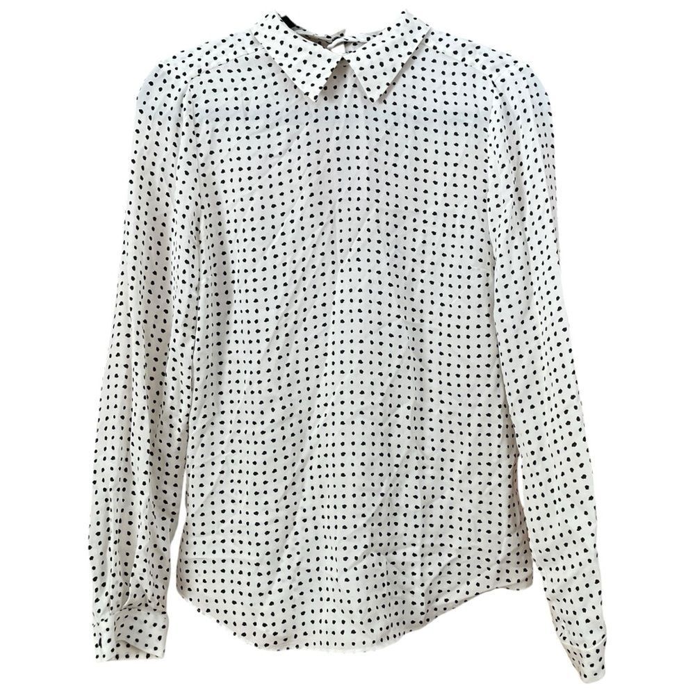 a.l.c White Silk Polka Dot Blouse with Peter Pan Collar